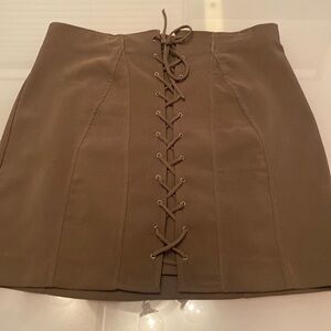 Zara Army Green Lace Up Mini Skirt | XL